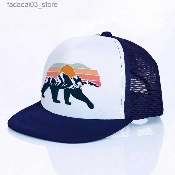 Ball Caps Maan Berg Beer Platte Vizier Mesh Hoeden Mannen Vrouwen Regenboog Dier Hip Hop Cap Hoed Koele Zomer Wandelen Camping Baseball Caps YF143 Q240116