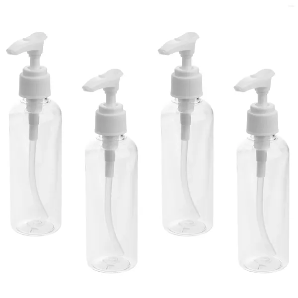 Garrafas de armazenamento 4pcs 100ml dispensador de bomba recarregável para recipientes de shampoo de óleo de loção redondo branco