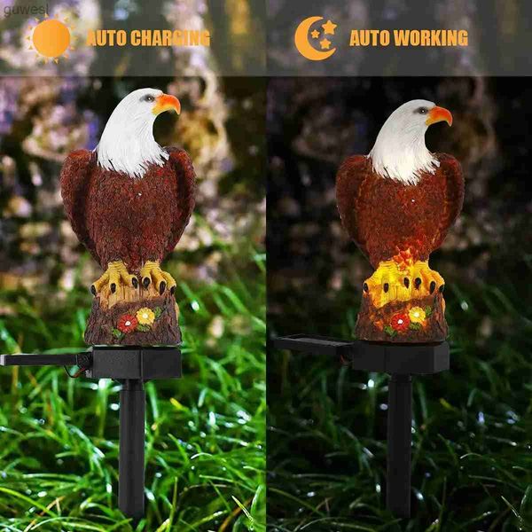 Lâmpadas de gramado Solar Eagle Garden Luzes À Prova D 'Água Ao Ar Livre Natal Bald Hawk Estatuetas Decorativas Jardim Animal Pássaro Decoração Gramado Lâmpada LED YQ240116