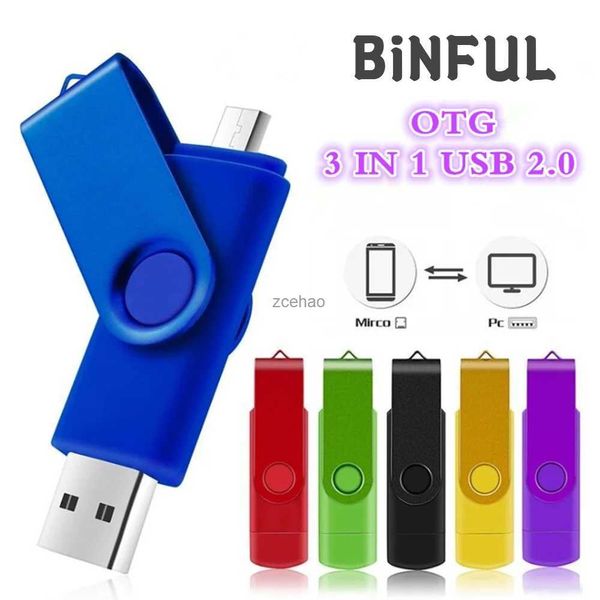 Chiavette USB BiNFUL Pen Drive OTG 3 IN 1 Type-c 2.0 Chiavetta USB 4 GB 8 GB 16 GB 32 GB PenDrive 64 GB 128 GB 256 GB Memoria Flash Usb Libera