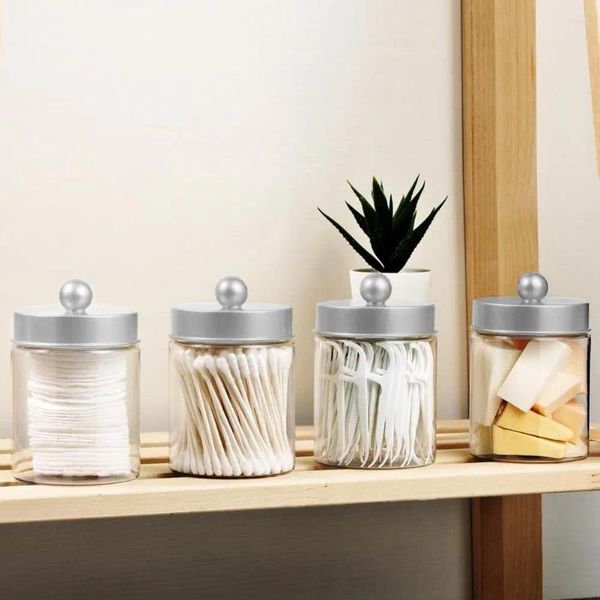 Conjunto de frascos de armazenamento de garrafas, recipientes práticos, recipiente de boticário de vidro elegante para maquiagem de banheiro
