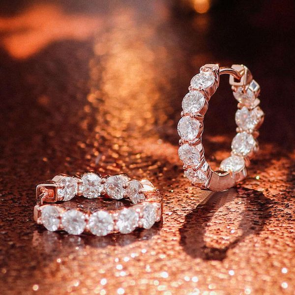 Großhandel Preis Party Karneval Schmuck 10K 14K Rose Gold GRA Zertifiziert 4mm DEF Farbe Moissanit Hoop Hies ohrringe Für Gi