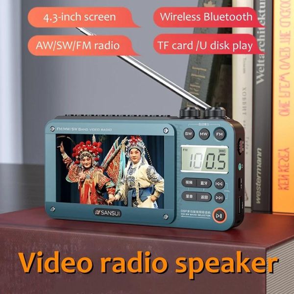 Lautsprecher SANSUI F50 4,3 Zoll HD FM/AM/SW Radio Plugin Karte Musik Video Player Tragbare wiederaufladbare drahtlose Bluetooth-Lautsprecher für den Außenbereich