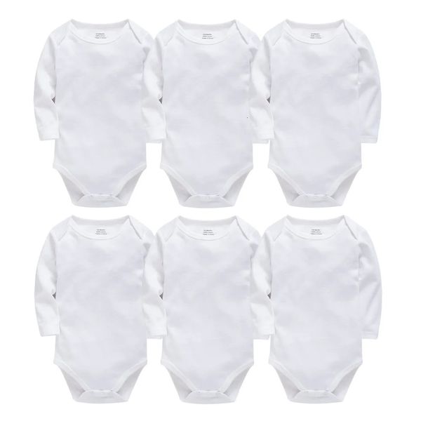 Verão outono bebê bodysuits algodão nascido menino menina manga longa conjunto branco corpo em branco bebes bebê menina macacão sólido 240116