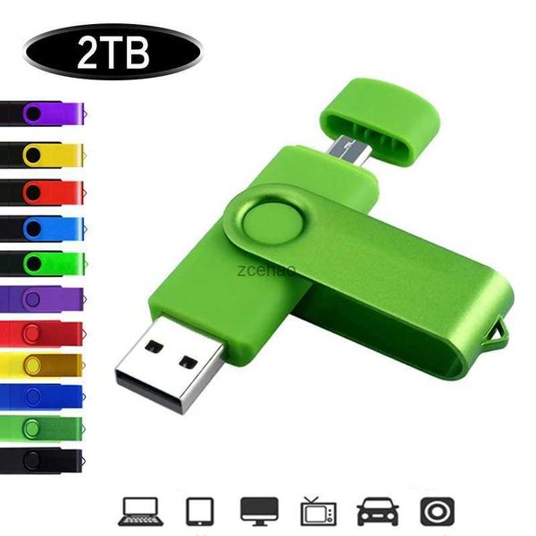 USB-Flash-Laufwerke NEUES USB-Flash-Laufwerk 2 TB USB-Stick 3-in-1-Stick 2 TB Metallscheibe Memoria Cel USB-Stick Geschenk für Telefon/Auto/TV kostenlos