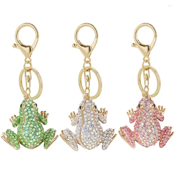 Damen-Nachtwäsche, 3D-Frosch-Strass-Schlüsselanhänger, funkelnder Tier-Schlüsselanhänger, Auto-Schlüsselanhänger, Ring für Tasche, Geldbörse, Charm-Zubehör