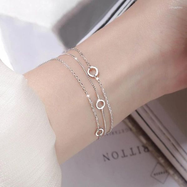 Charme Armbänder 925 Silber Überzogene Mehrschichtige Kette Kreis Armband Für Frauen Party Hochzeit Zubehör Sl339