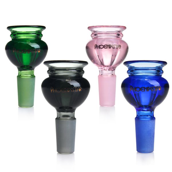 Dicke Glasschale 14mm 18 mm männliche Gelenk gemischte Farbtrichter Rauchstückwerkzeug für Tabakbongöl DAB Rig Brennen Wasserrohr