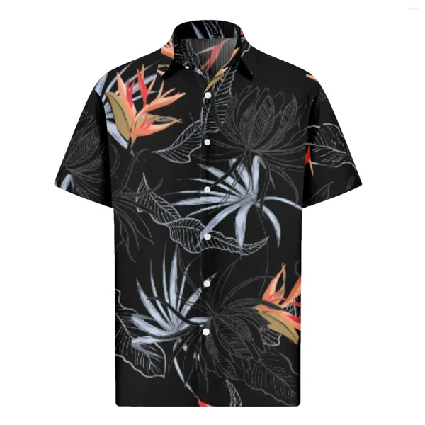 Мужские футболки Летние гавайские растения с цветочными футболками для мужчин Футболка с коротким рукавом с 3d принтом Пляжный отдых Топы больших размеров Футболки