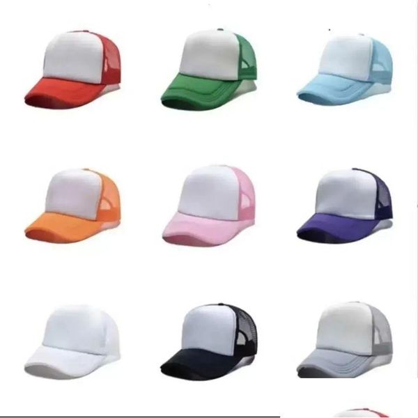 Ups Sublimazione Cappello da camionista Berretto da baseball Fornitura per feste Stampa a trasferimento termico in bianco Bambini Cappellini da camionista Maglia in schiuma ricamata Goccia Del Dhz71