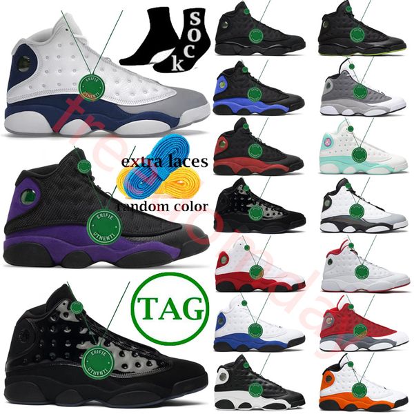 Jumpman 13 13s Männer Retro-Basketballschuhe Playoffs White Wolf Grey Flint Black Cat UNC French Blue Del Sol Obsidian Court Purple Red Hyper Royal Sport Sneakers Größe 13