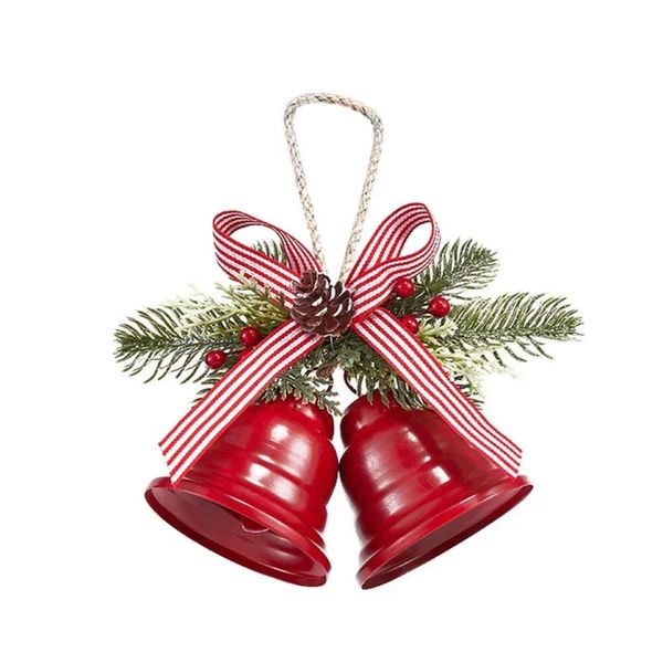 Neue Banner Luftschlangen Konfetti Weihnachten Metall Jingle Bells mit Schleife Band Weihnachtsbaum Tür hängen Anhänger Weihnachtsdekorationen Noel Neujahr Home Decor