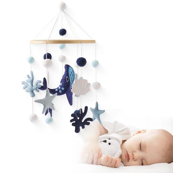 Baby Rattle giocattolo 0-12 mesi Felt Wooden Mobile Born Music Box Bed Crochet Bed Toys Holder Bracket Infant Crib Toys 240116