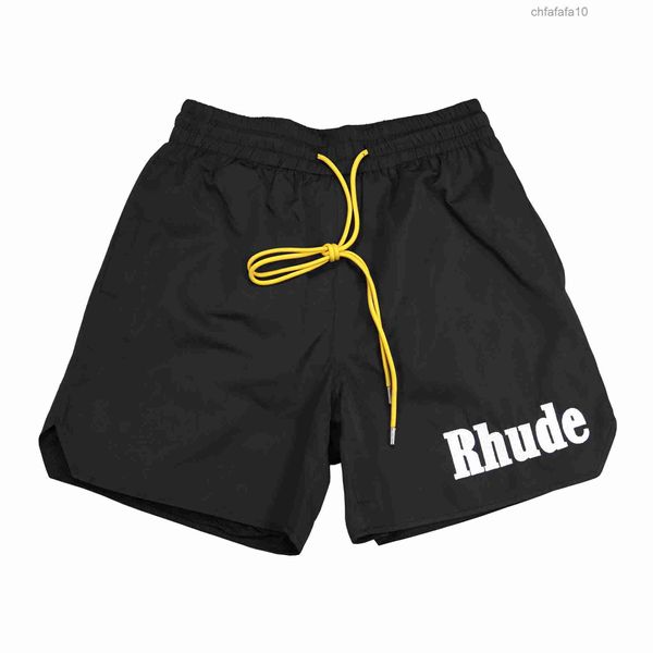 Rhude Desinger Короткие модные спортивные брюки мужские женские кожаные шорты американский размер S-xl Q506