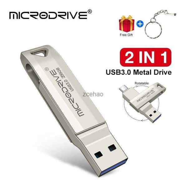 USB-Flash-Laufwerke USB3.0 Typ-C-Flash-Laufwerk 256 GB 128 GB Memory Stick Pen Drive 64 GB Flash-Laufwerke OTG 2 IN 1 CLE USB-Festplatte für Telefon-PC