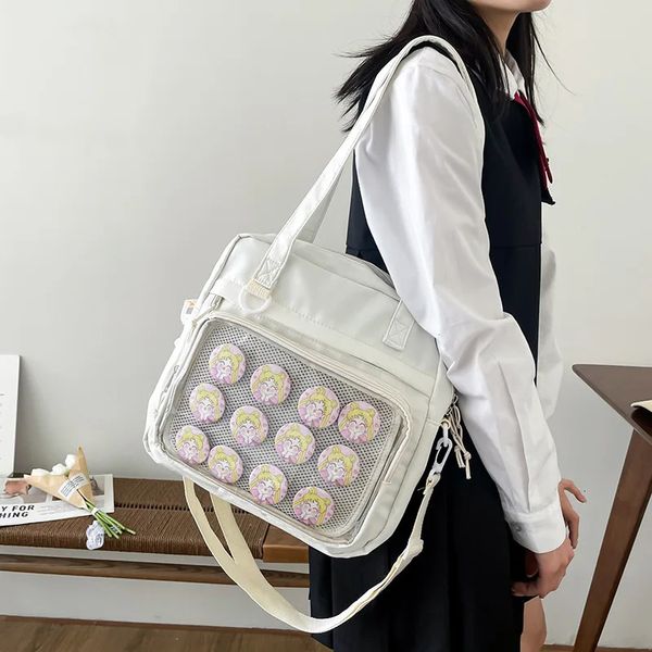 Estilo japonês kawaii itabag para bonecas grandes bolsas de náilon sacos de escola para meninas adolescentes tote bolsa de ombro jk crossbody saco 240116