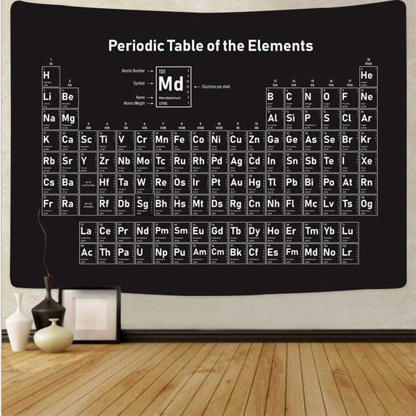 Wandteppiche, Periodensystem der Elemente, Chemie, Wandteppich, Wissenschaft, Wandbehang, Kunstthema, Schlafsaal, Zuhause, Raumdekoration, Hängevorhang