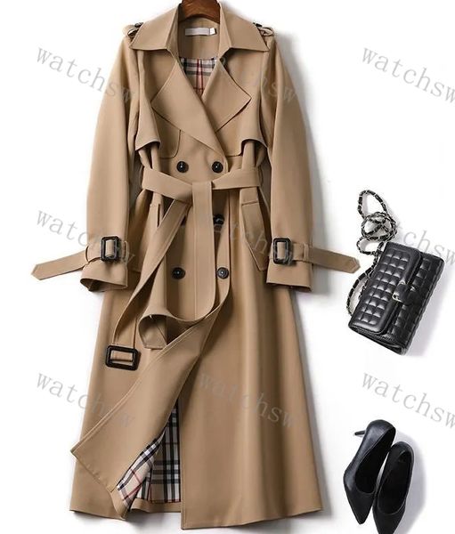 Designer feminino trench coat longo luxo moda outono lapela duplo breasted fino trench coat coreano elegante rendas casaco feminino