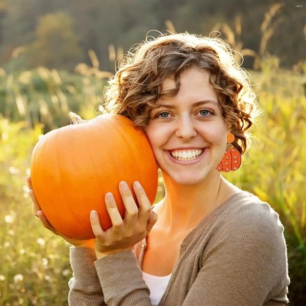 Orecchini pendenti Halloween per donne Carine zucca con perline Costumi festivi Regali di gioielli per feste Ragazze per bambini