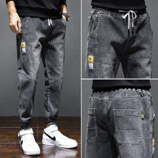 Winter Warme Fleece Jeans Männer Harem Männer Jeans Stretch Baumwolle Dicke Samt Hosen Männer Blau Schwarz Casual Hosen Männlichen 240115