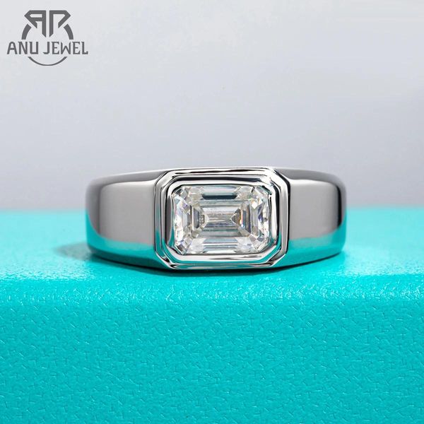 Ringe Anujewel 2ct D Farbe Smaragd Moissanit Männer Ring Sterling Silber Vergoldet Verlobungsringe für Mann Schmuck Großhandel