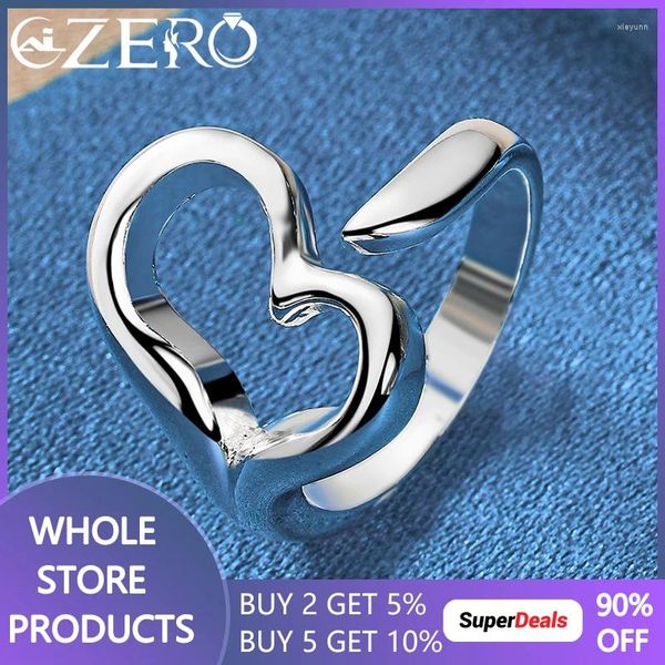 Cluster Ringe Streetwear 925 Sterling Silber Romantische Herz Ring Einstellbar Für Frauen Mann Hochzeit Party Geschenk Edlen Schmuck Verlobung