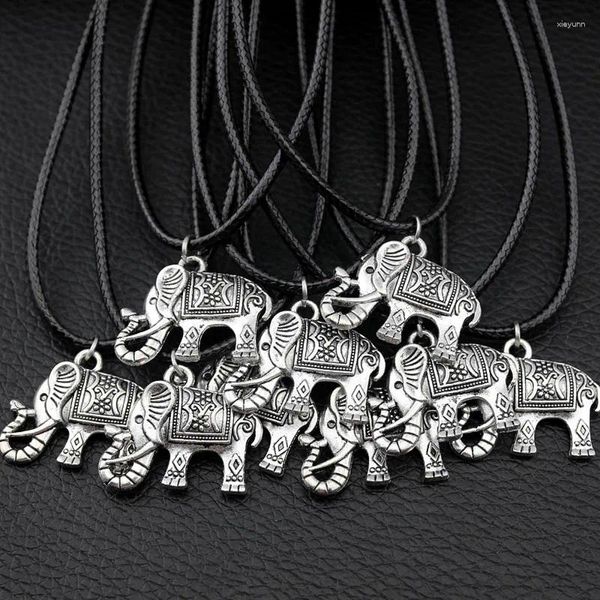 Colares de pingente 10 pçs/lote estilo tibetano sorte elefante encantos colar presente hj01