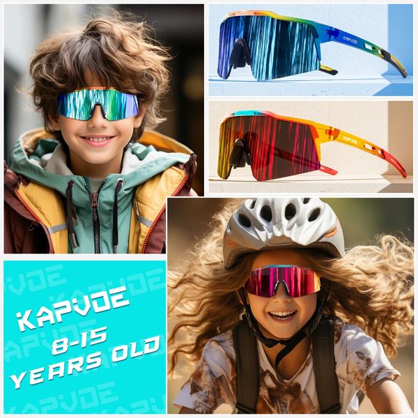 Kapvoe Bambino Pochromic Occhiali da sole sportivi Occhiali da ciclismo Bambini UV400 Ragazzi Pattinaggio in bici per ragazze Protezione per bicicletta all'aperto 240115