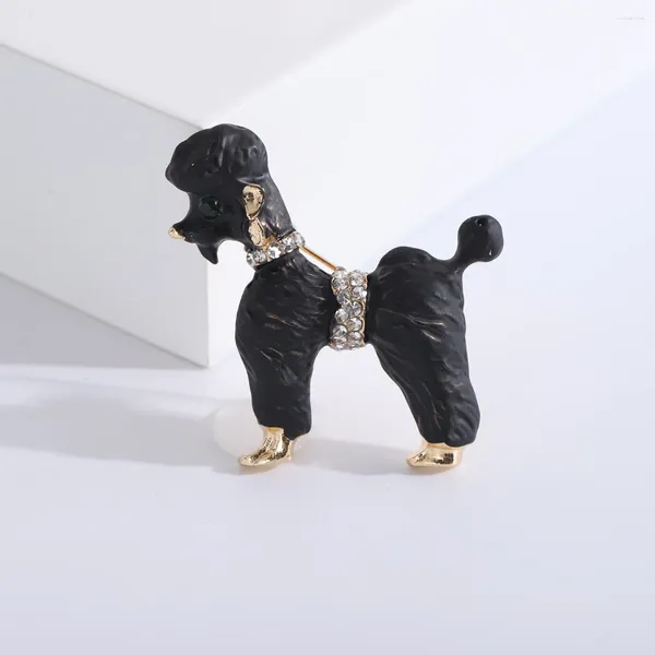 Broches poodle cão feminino unissex 2 cores esmalte bonito animal festa roupas casuais terno casaco saco acessórios pinos jóias presentes