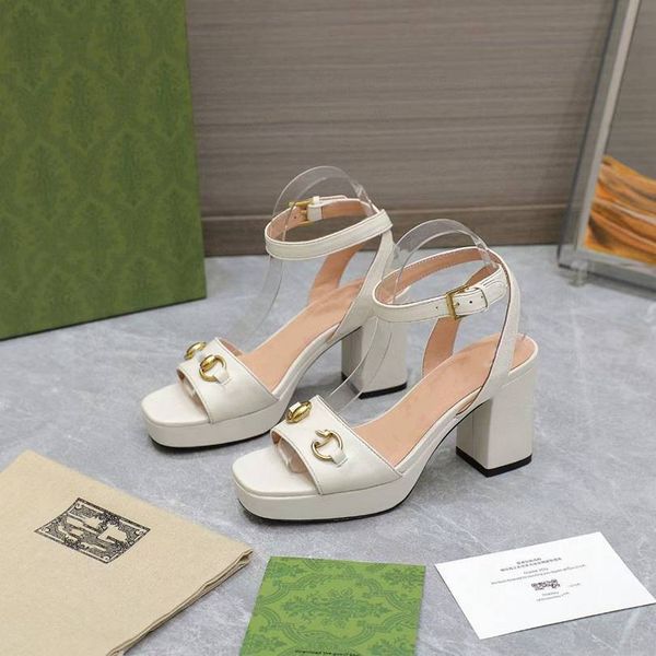 Designer luxe originele jurk schoenen dikke pumps met hoge hakken vrouw mode schoenen Dames in elkaar grijpende G sandaal platform sandaal maat 35-42