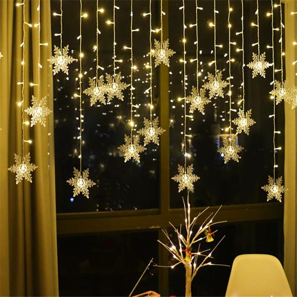 3,5 m Schneeflocke LED-Licht Weihnachtsbaumschmuck Navidad Weihnachtsgeschenk Weihnachtsdekorationen für Zuhause Neujahr 2021 Kerst BJ