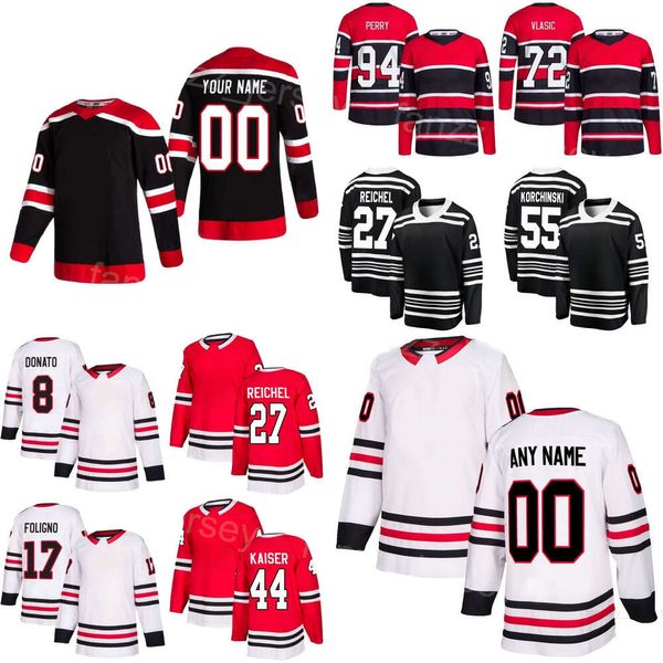 Team Hockey 55 Maglie Kevin Korchinski Bambini Uomini Donne 27 Lukas Reichel 44 Wyatt Kaiser 72 Alex Vlasic 94 Corey Perry 8 Ryan Donato 17 Nick Foligno 98 Connor Bedard