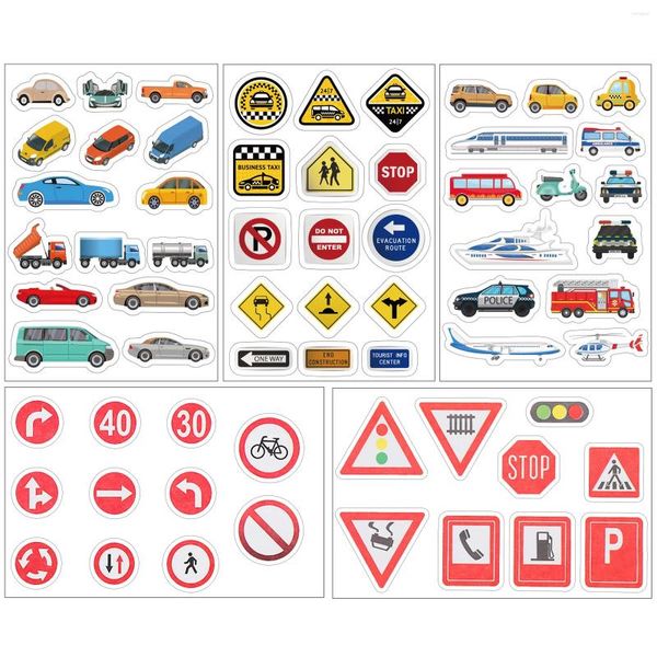 Geschenkpapier, 1 Set, Fahrzeugaufkleber, Verkehrsschilder, Abziehbilder, Transport, Zuhause, Klassenzimmer, Büro, Dekorationen