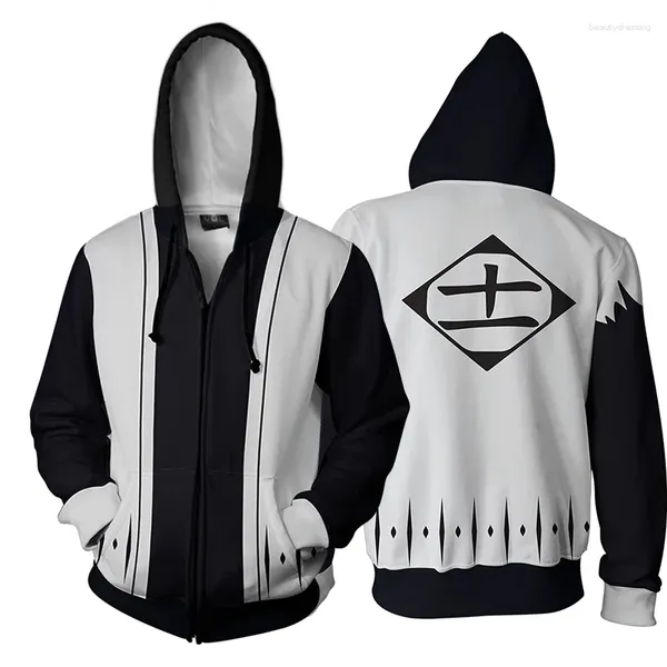 Erkek Hoodies 2024 Anime Bleach Fermuar İnce Erkek Serin Külot Üstler Coat Ceket Erkek Kızlar Jumper Sweatshirt Street Giysileri