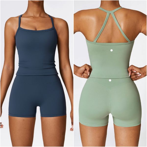 Lu Lu Lemens Set da Yoga per Donna, Set da Yoga, Pantaloni, Gilet, Sport, Palestra, Corsa, Allenatore, Pantaloncini Casual, Elastico a Vita Alta, Abbigliamento Sportivo