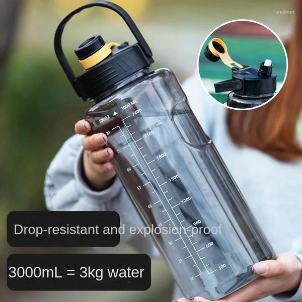 Bottiglie d'acqua Bottiglia di grande capacità Tazza anticaduta Sport Bollitore per fitness Portatile a prova di esplosione Spazio in plastica addensata