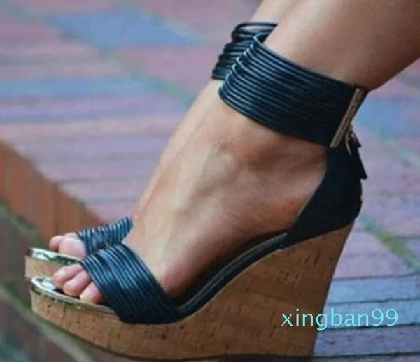 Sapatos sociais. Sandálias femininas elegantes e elegantes sem frete Slingback plus size pretas de salto alto.