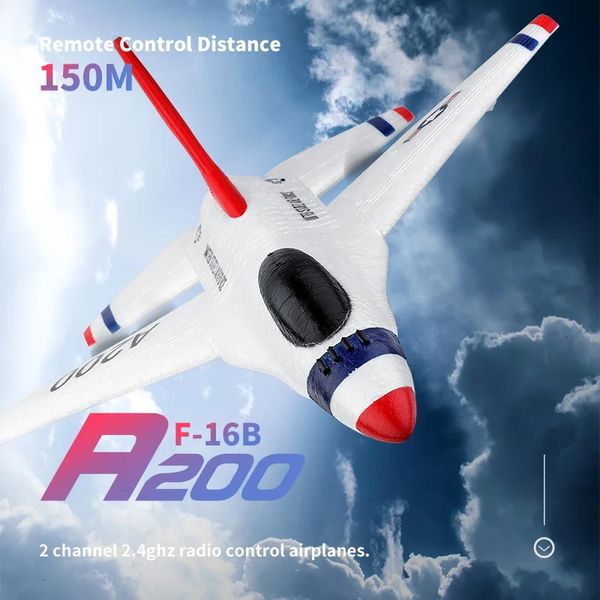 WLTOYS XK A200 F16B RC Uçak Drone 2ch 24G Uçak Sabit EPP EPP Model Uzaktan Kumanda Fighter Toys Çocuklar İçin 240116