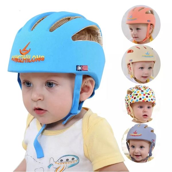 Capacete protetor de segurança para bebês, malha de algodão, macio, ajustável, protetor de cabeça, boné infantil para meninos, meninas, aprender a andar 240116