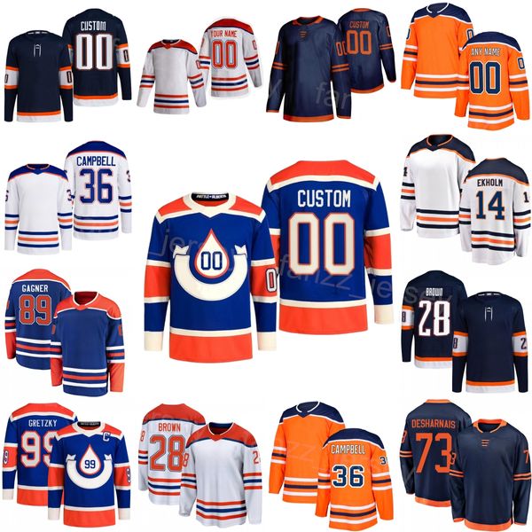 Team Hockey 89 Maglia Sam Gagner Bambino Uomo Donna 73 Vincent Desharnais 28 Connor Brown 14 Mattias Ekholm 36 Jack Campbell 99 Wayne Gretzky 93 Ryan Nugent-Hopkins