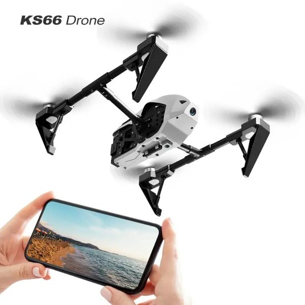 Drone per fotografia aerea in lega KS66, senza spazzole, telecamera ad alta definizione per velivoli a quattro assi, telecomando, UAV per velivoli a flusso ottico