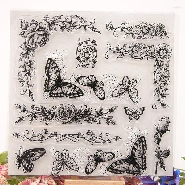 Fontes de festa borboleta em flor selos transparentes/selos de silicone para scrapbooking diy po/cartão de casamento