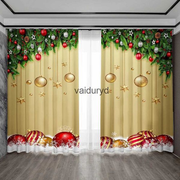 Tenda 2PC Decorazioni per la casa Tende Festività natalizia Atmosfera Albero di Natale Palla di Natale Regalo di Natale Babbo Natale Cakevaiduryd