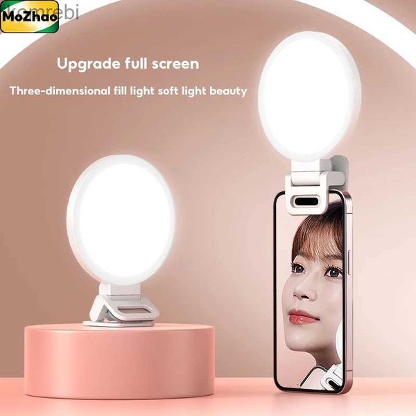 Luci per selfie MoZhao Luce di riempimento del telefono Selfie portatile Trasmissione in diretta Luce tascabile Desktop Anello a LED Specchio portatile Lampada per il trucco della bellezza del visoL240116