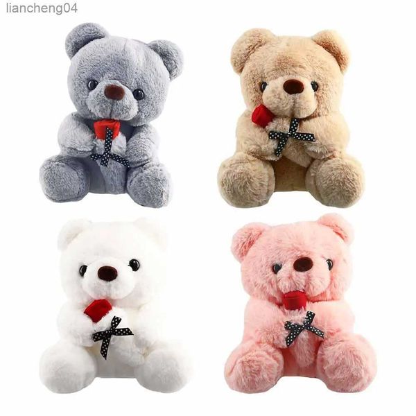 Animais de pelúcia de pelúcia 25cm urso kawaii com rosa brinquedo de pelúcia bonecas de animais de pelúcia eu te amo para namorada presente de aniversário presente romântico atacado