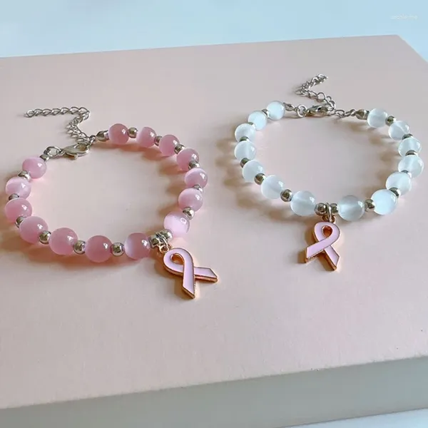Link pulseiras requintado mundo aids rosa fita liga para mulheres doce estético charme harajuku moda dropship
