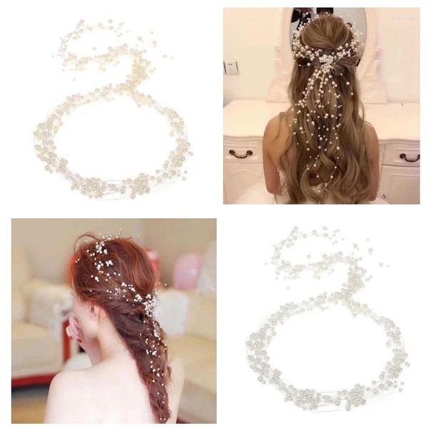 Grampos de cabelo noiva artesanal pérola banda 70cm longo cocar acessórios de casamento bandana jóias coreano moda cabeleireiro dropship