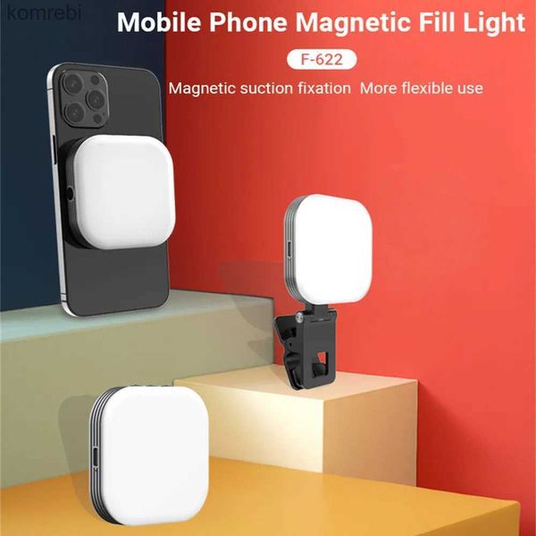 Luzes de selfie Nova luz de preenchimento magnético forte para Magsafe Iphone 15 14 13 12 Series Phone Led Light Lamp com clipe de cabeça esférica 1/4 para maquiagem VlogL240116