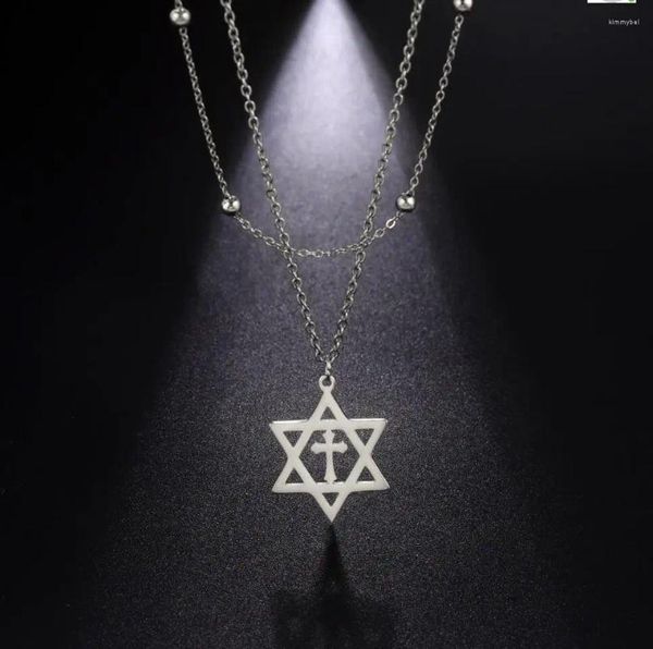 Ожерелья с подвесками, 1 шт., мужское ожерелье со звездой Давида из нержавеющей стали, крест Меган, еврейская цепочка, ювелирные изделия F1180