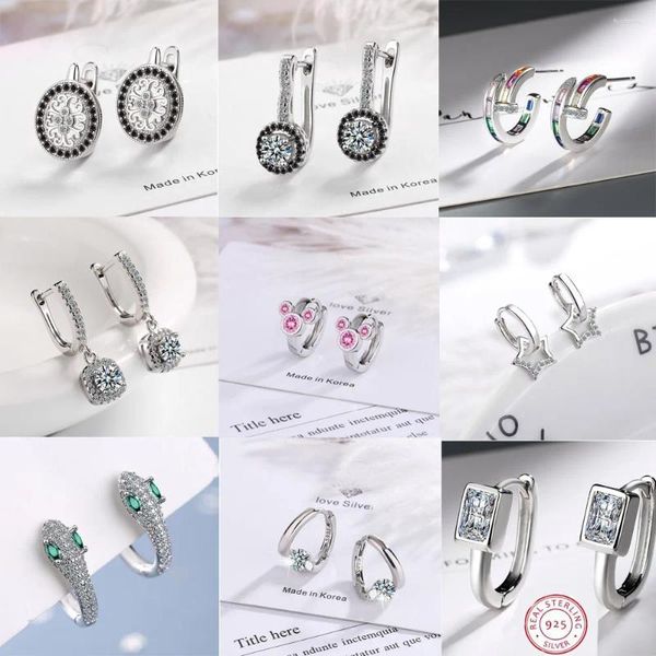 Orecchini a bottone in argento sterling 925 con serpente zircone per le donne Squisita studentessa fidanzata Accessori per gioielli Festa di nozze